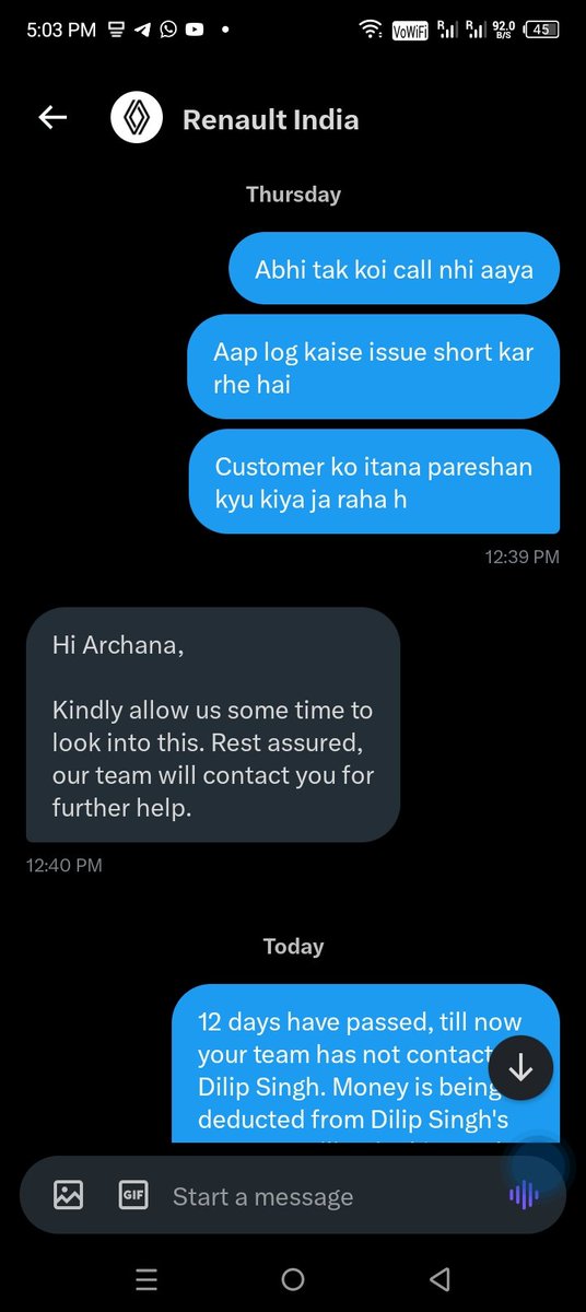 arvindarch27518's tweet photo. @RenaultIndia All the same messages are being sent by Renault since last 12 days. Even after giving the customer's number to Renault company, the customer has not been talked to yet. Can anyone tell why the customer is being sent to Dilip Kumar Singh? @RenaultIndia https://t.co/NK4bfarKzi