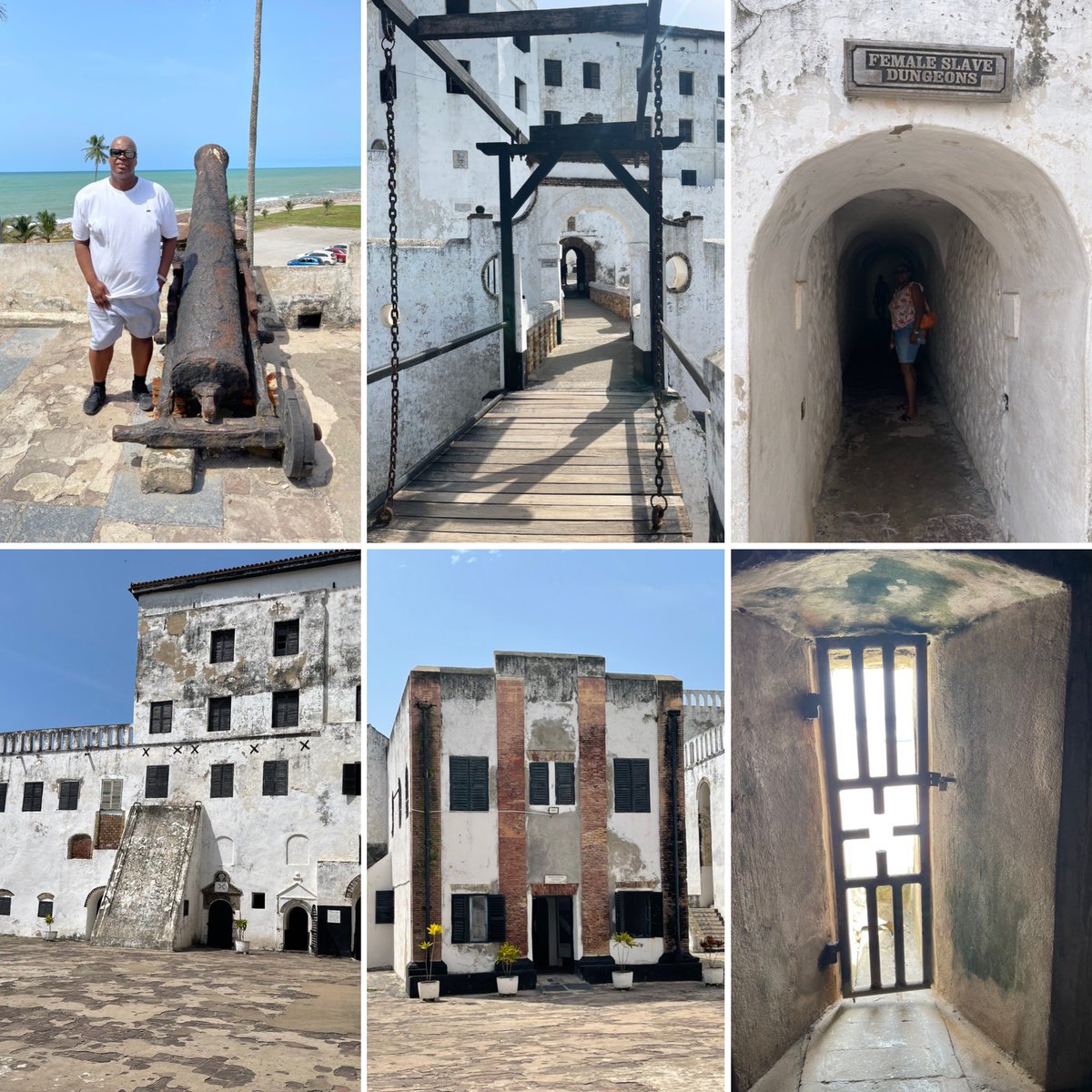 Pilgrimage to Elmina Slave Castle in Ghana 🇬🇭 where you come face to face with the horrors of the Transatlantic  Slave Trade. The moat, the church, the slave dungeons, the governors quarters, the canons, the door of no return. A deeply moving experience. #SlaveTrade #Slavery