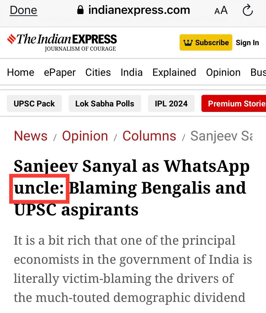 Iyervval's tweet photo. Amazing editorial standards @anantgoenka &amp; @rajkamaljha! Now try running a headline calling female policy professionals AUNTY nah? https://t.co/IdK0iwEjYo