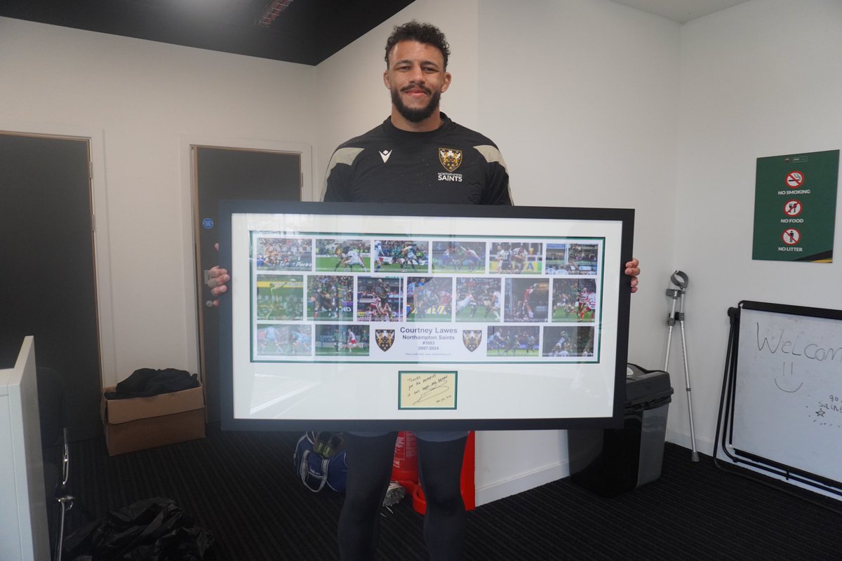 Your last chance to bid on this totally unique look at @Courtney_Lawes through the years, with a photo from each season he’s been a Saint. Includes a personal message from Courtney. Donated and photos taken by @redhatphoto uk.givergy.com/Northamptons/?…