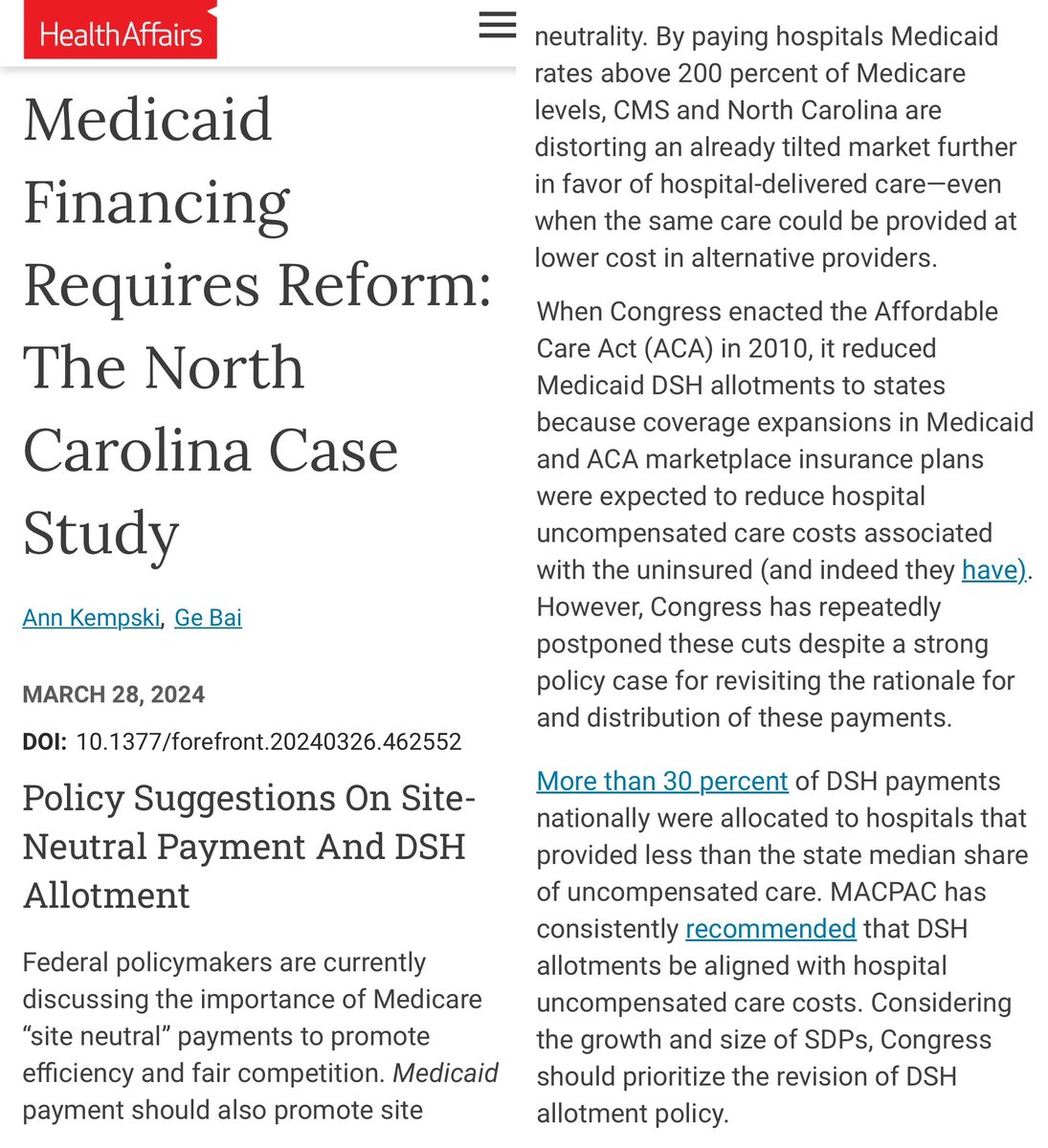 Medicaid payments need reform @Health_Affairs Forefront (state-directed payments in my last post ), led by @kempann: healthaffairs.org/content/forefr…