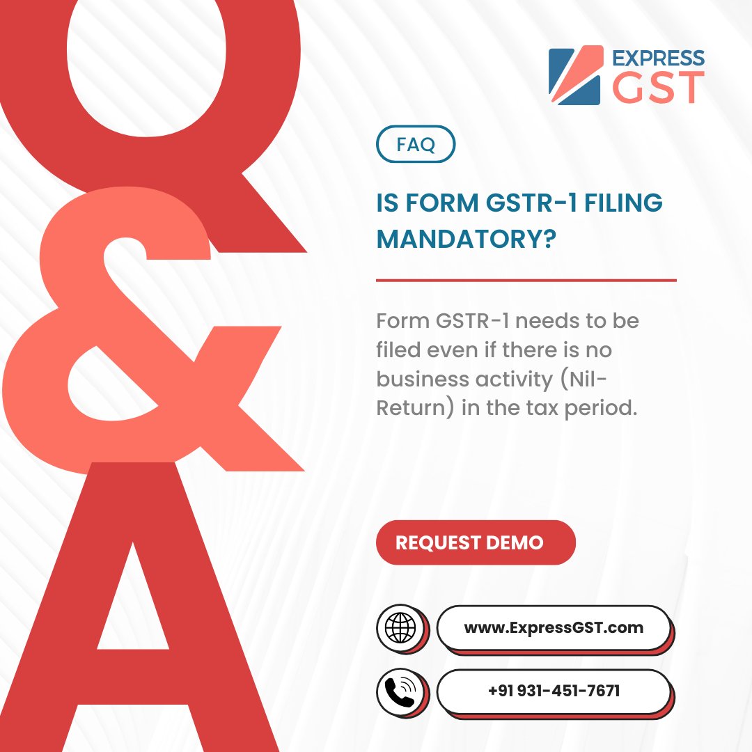 KDKSoftwares's tweet image. FAQ: Is Form GSTR-1 filing mandatory? 🤔 Yes, even for Nil Returns!
:
Signup Now: bit.ly/ExpGST
#GSTFAQs #TaxCompliance #GST #GSTFiling #GSTReturns #GSTSoftware #ExpressGST #KDKSoftware