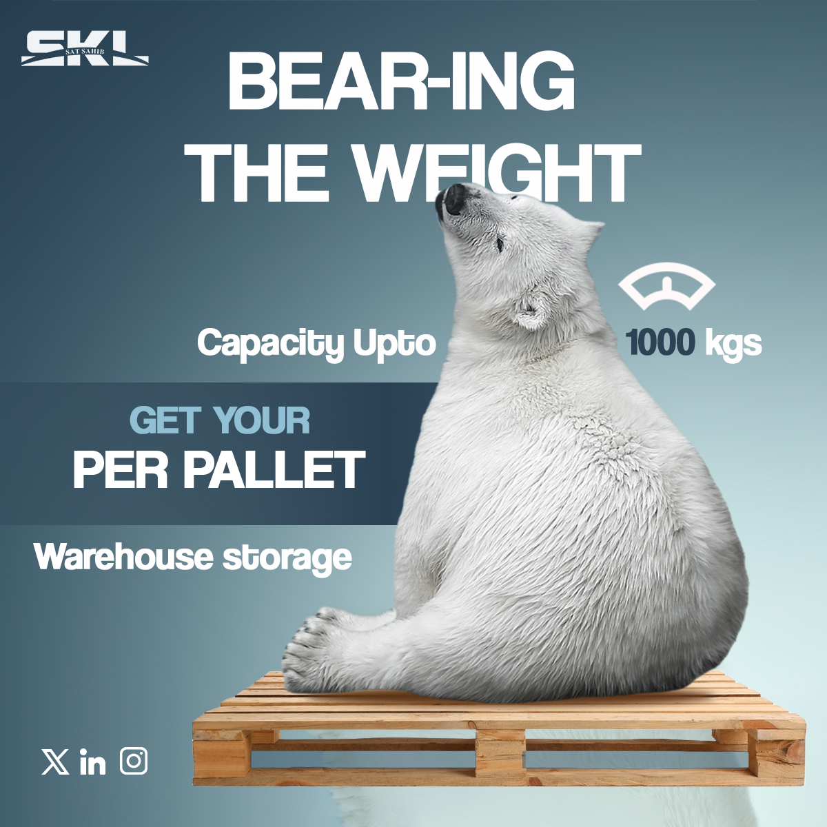 Bear-ing the weight: Get your per pallet storage now with the weight capacity of 1000 kg
.
.
#PalletServices #perpallet #Efficiency #WarehouseStorage #warehouse #warehousemanagement #warehouseproject #pallets #racking #storage #storagesolutions #woodpallets #skl #logistics