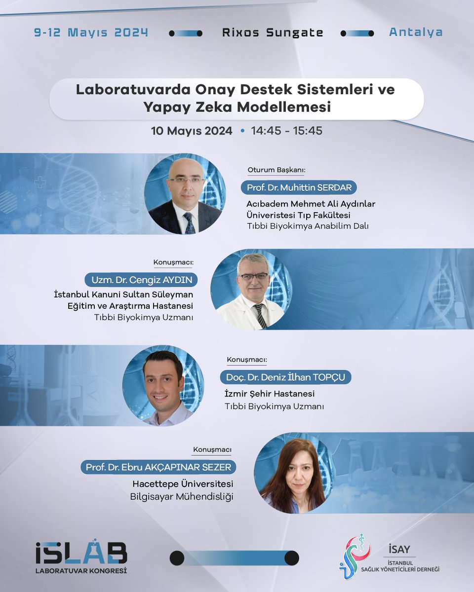 islabkongresi's tweet image. Laboratuvarda Onay Destek Sistemleri ve Yapay Zeka Modellemesi🧪
🗓️ Tarih: 10 Mayıs 2024 - 14:45 - 15:45
📍 Yer: Rixos Sungate I Antalya
🔗 Daha fazla bilgi ve katılım için: islab.com.tr

#islab #islabkongresi #laboratuvar #antalya