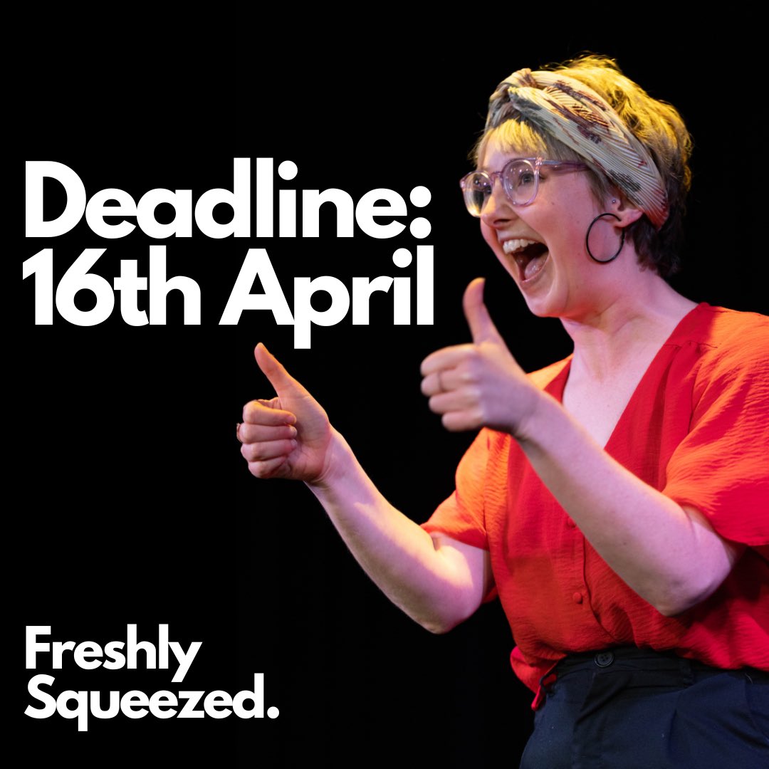 Did we mention that our submissions are open? 🍊

We are looking for 10-15 min scenes and monologues up to 5 mins to be performed at our 6th Freshly Squeezed Scratch Night on the 16th of May 😎

Send us your work! We can’t wait to read! 

Apply Here: forms.gle/8Pq9bkL6k3Zyut…