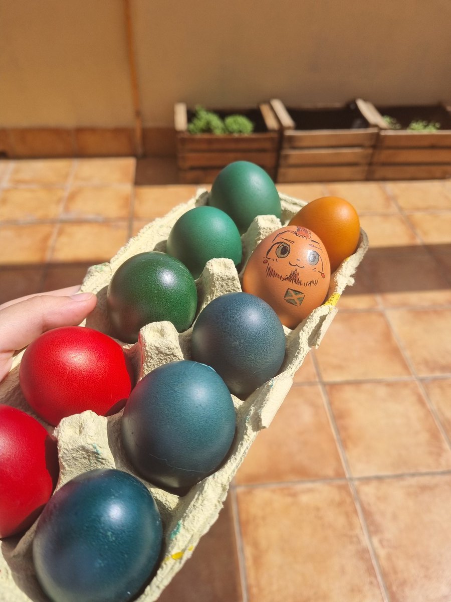 Nixamus's tweet photo. Easter is coming!!! 🐣 So I decided to decorate one of the eggs like Soap mactavish!!( @neil_ellice  )
I was with high temperature but I got motivated and i did all the Task force!! 🦝 https://t.co/eq9ZcQptrn