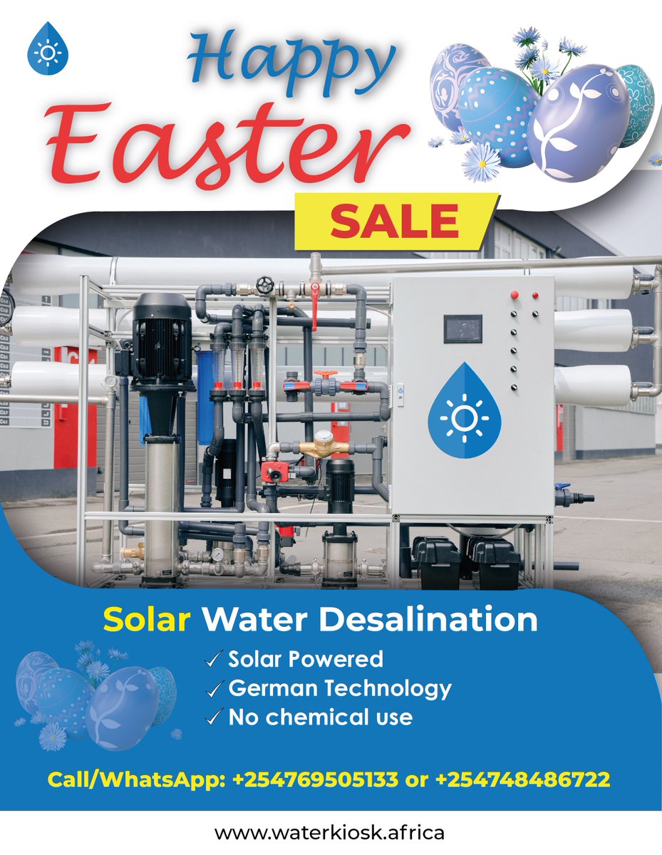 Winture desalination systems are capable of delivering high quality hygiene drinking, irrigation, fish farm and sanitation water from any kind of high saline and polluted water resources.

Happy Easter!
#water #waterkiosk #desalination #hygienedrinkingwater #HealthyLiving