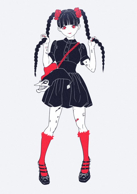「red socks twin braids」 illustration images(Latest)