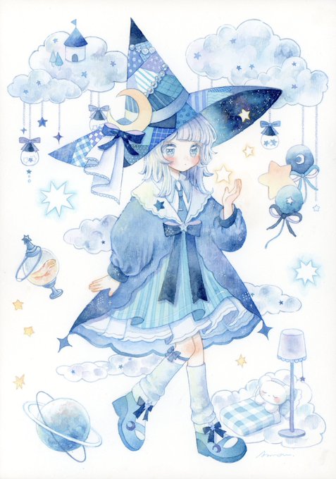 「blue bow hat ornament」 illustration images(Latest)