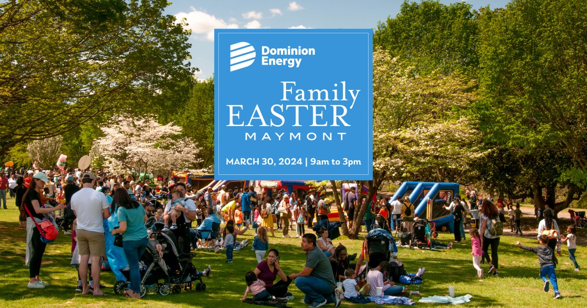 Today's the day! 🐰 Join us for @dominionenergy Family Easter from 9am–3pm and enjoy games, live entertainment, local food trucks and friendly farm animals! maymont.org/calendar/easte…