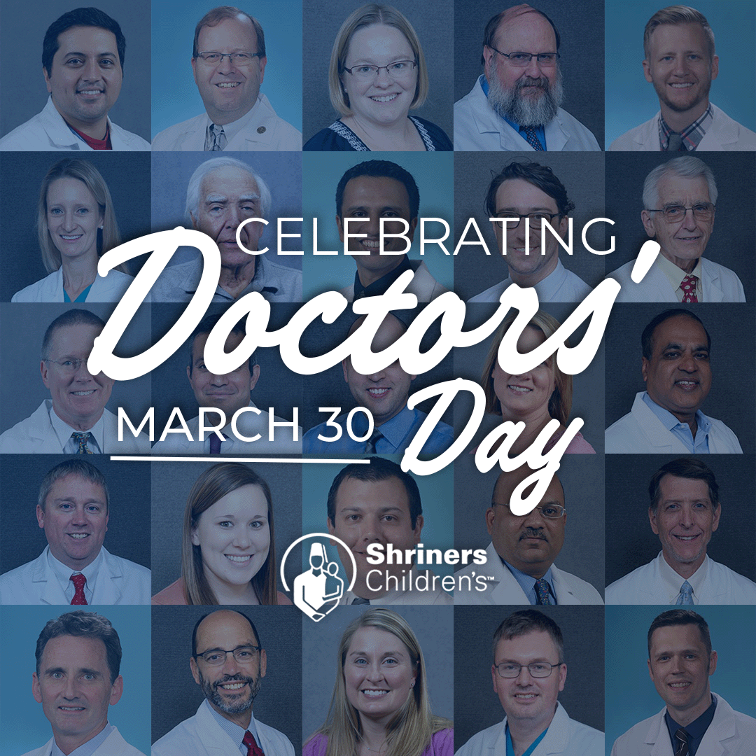 Today we're celebrating #NationalDoctorsDay! Thank you to all of our compassionate and dedicated physicians here at Shriners Children's St. Louis. Don't forget to thank your Shriners physician! ❤️🩺 #DoctorsDay #HappyDoctorsDay #ThankYouDoctors #ShrinersChildrens #Hope