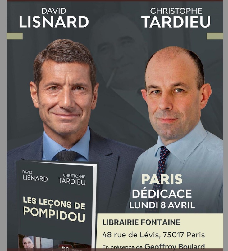 'Les leçons de Pompidou' montent à Paris avec @davidlisnard pour une séance de dédicaces ! RV LUNDI 8 AVRIL de 17H30 à 19H Librairie Fontaine, 48 rue de Lévis, 17e arrondissement @geoffroyboulard