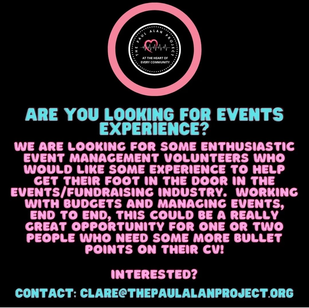 If you or anyone you know is looking for some valuable work experience within the events/fundraising industry then get in touch! I really need help with events as they are taking up so much of my time that I need to spend elsewhere within Dad's project 🤍