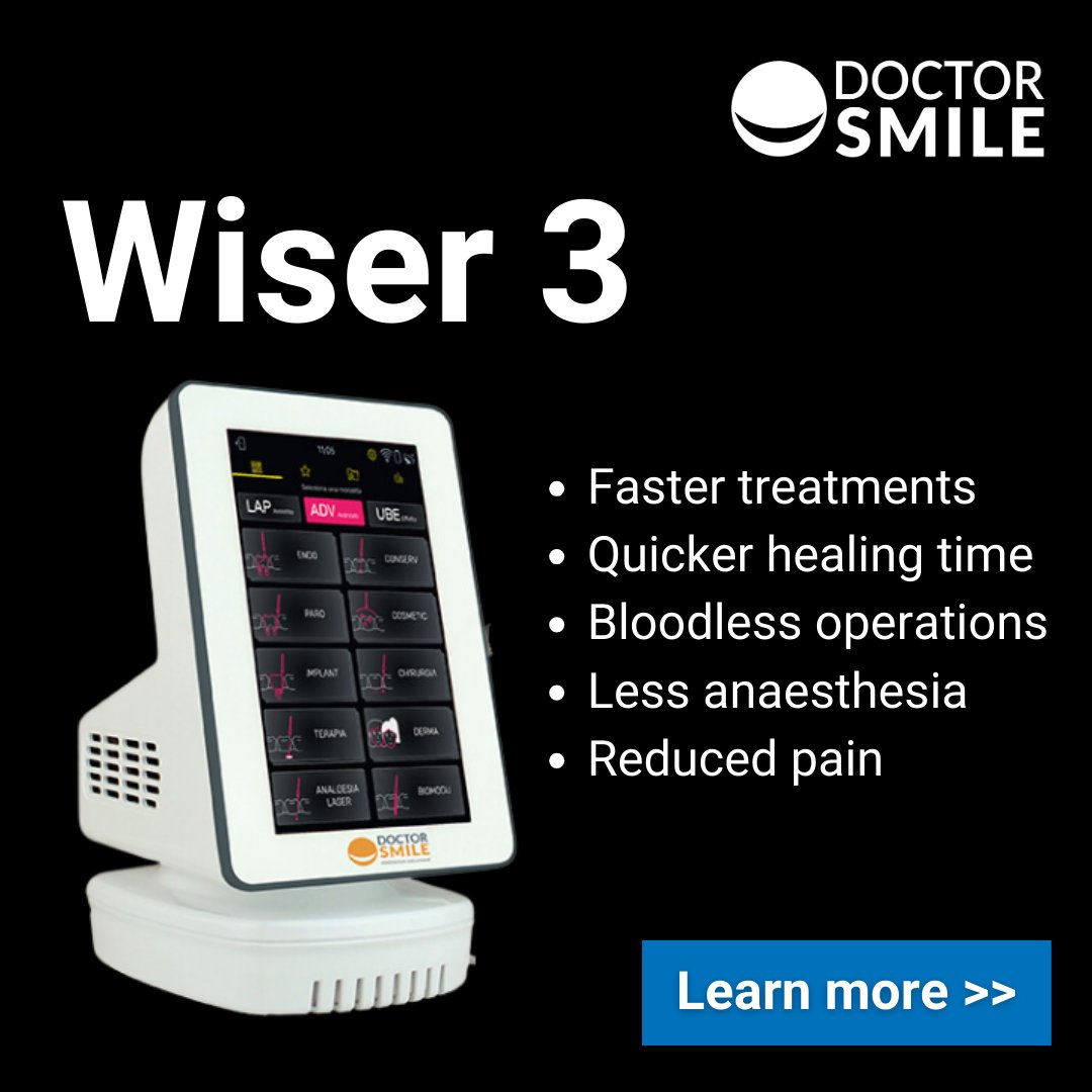 Faster treatments, faster healing time, bloodless operations, less anaesthesia, less pain: The Wiser 3 diode laser revolutionises the world of dental care. Find out more: bit.ly/3v6TZKu