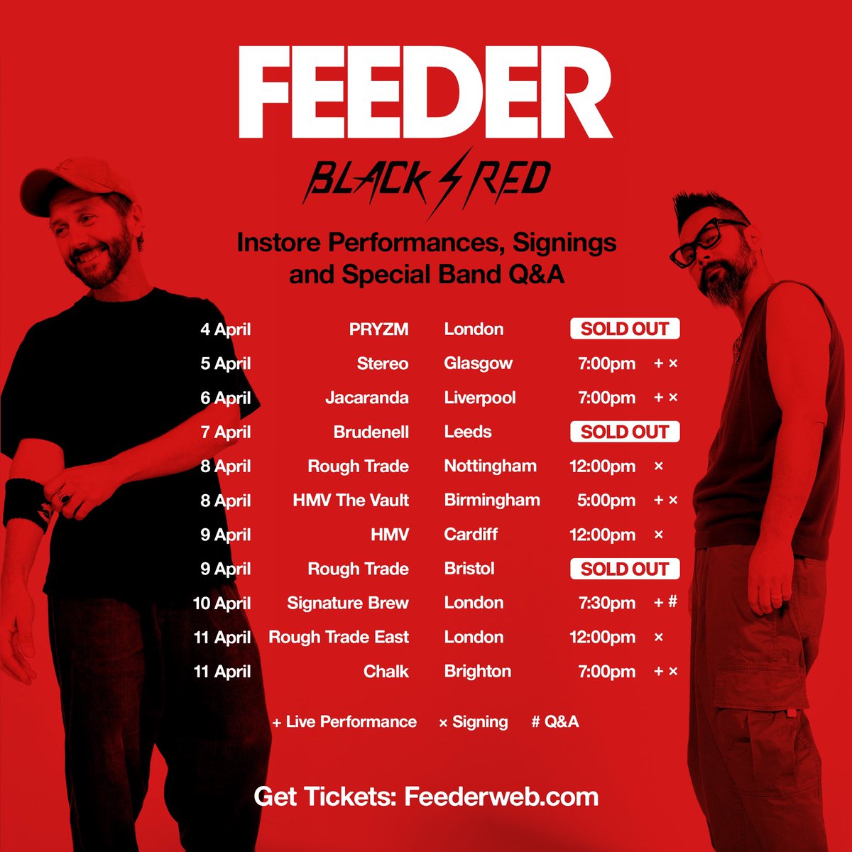 Black / Red In-stores 2024 New dates added in #Cardiff, #Nottingham & #London Get Tickets: feederweb.com