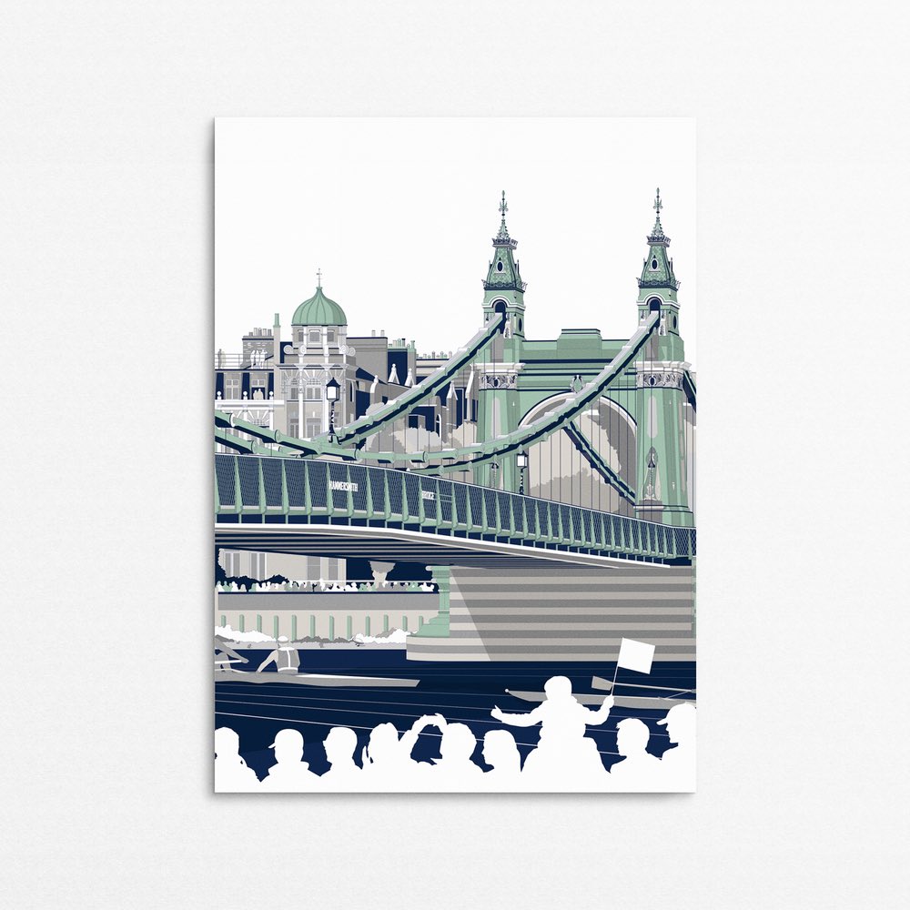 These 2 beautiful greetings cards by @RachelHuntArt showing #boatrace scenes from Putney and Hammersmith are available from our online store. rock-the-boat.co.uk/collections/th…