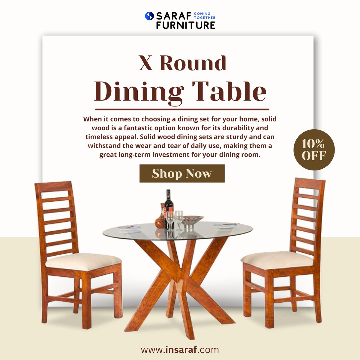 Elevate your dining area with the Solid Wood X Round Dining Set and create memorable moments around the table. 

#HomeDecor #DiningSet #SolidWoodFurniture 🍽️🏡✨