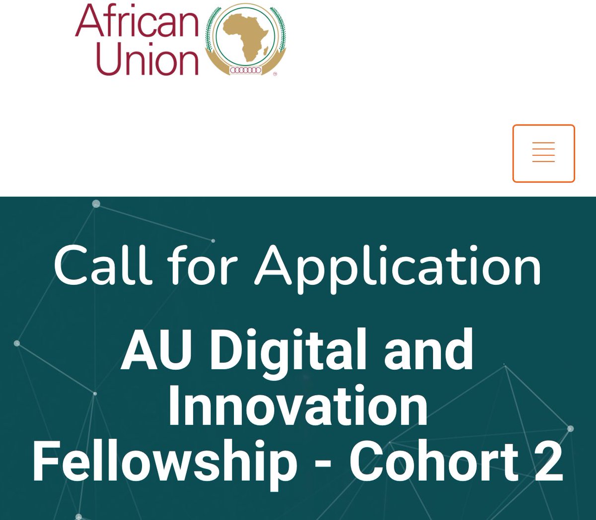 ✨Exciting news! 🌍 The @_AfricanUnion Digital and Innovation Fellowship Program is now open for applications! A 12-month opportunity to access mentorship, and network with top innovators across Africa. 🔗Apply now! auinnovationfellowship.com 📆Deadline: April 28, 2024.