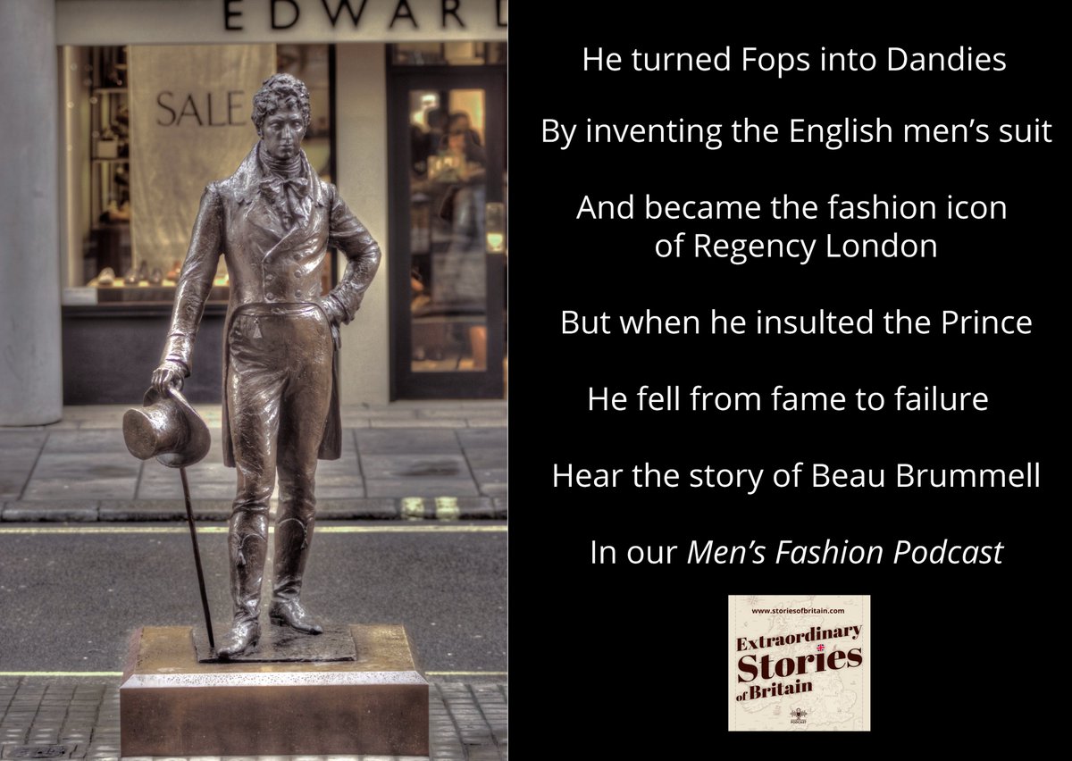 “Beau” Brummell died #OTD 1840. He ruled men’s fashion: taking five hours a day to dress and having his boots polished with champagne. Hear the story of his rise and downfall in our Men’s Fashion Podcast: storiesofbritain.com/post/history-o…  @bbg  @meetmrlondoner @guidelondon @stjameslondon