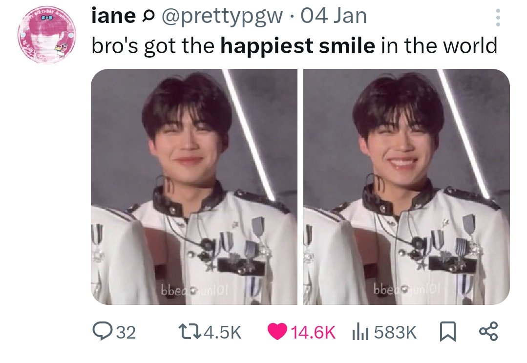 nootwookay's tweet photo. 3) going viral for having the happiest smile 🥹

@/prettypgw https://t.co/YGFIURBlTj