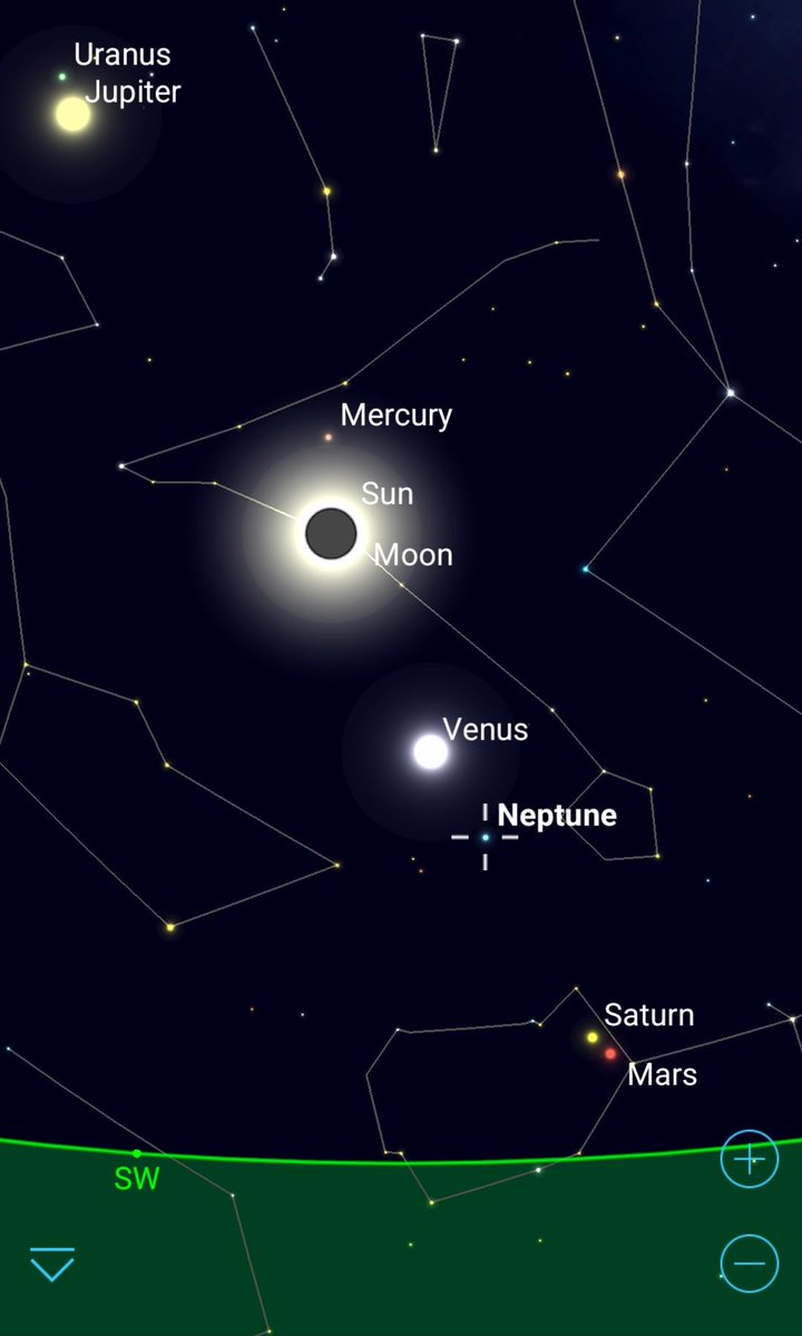 Interesting. All 7 planets will be in the sky at the moment of the April 8th eclipse.