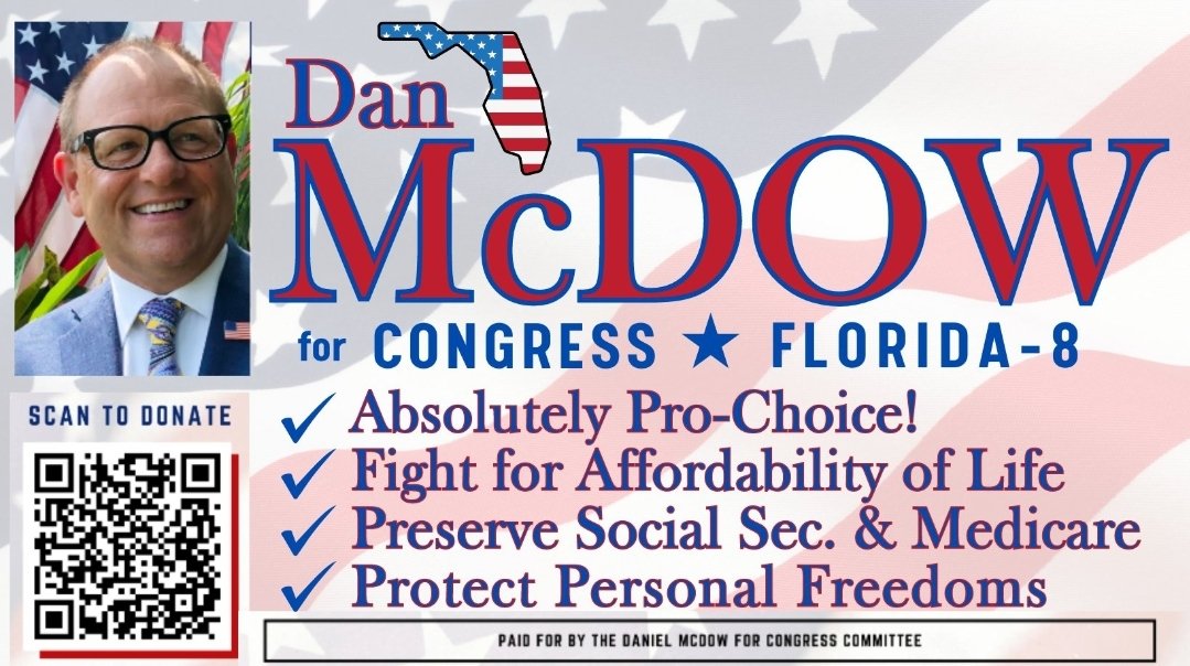 danmcdowforfl's tweet image. Florida is in it to Win it!

That's why I'm running to unseat the 8-term, pro-gun, anti-choice, insurrectionist, conspiracy theory loving, Bill Posey!

This is the year we restore sanity to Florida!

#McDow4Congress