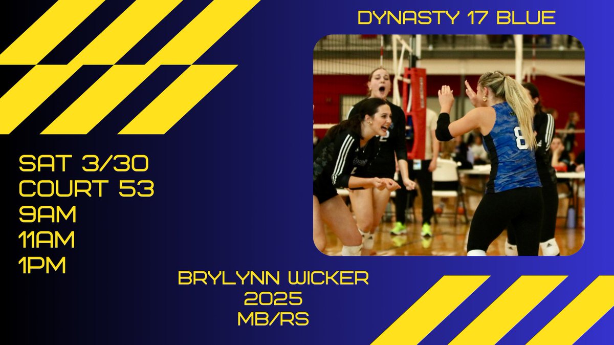 Brylynn Wicker (@wickerbrylynn) on Twitter photo We went 3-0 on day 1 in Chicago! Excited for day 2! Let’s go BLUE!
#TrainWinRepeat
@dynastyvball
<a href="/RecruitDynasty/">DynastyVBRecruiting</a> We went 3-0 on day 1 in Chicago! Excited for day 2! Let’s go BLUE!
#TrainWinRepeat
@dynastyvball
<a href="/RecruitDynasty/">DynastyVBRecruiting</a>