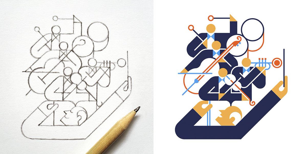 Arrojo_dibuja's tweet photo. The sketch / the final

🎻🎺 Concert for @haguruma_jp (2019).

#illustration #draw #pencilsketch #design #lineart #art #vector #music https://t.co/P89JHonAkF