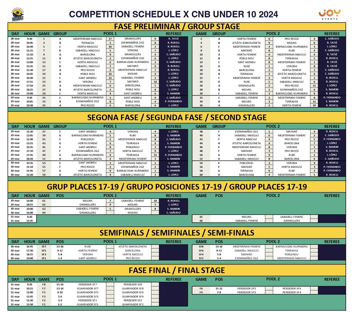 Actualitzem el calendari de partits per la següent fase!