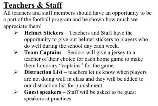 Coaches: Involve the teachers and staff at your school in your program. Here was notes I used 'back in the day'...