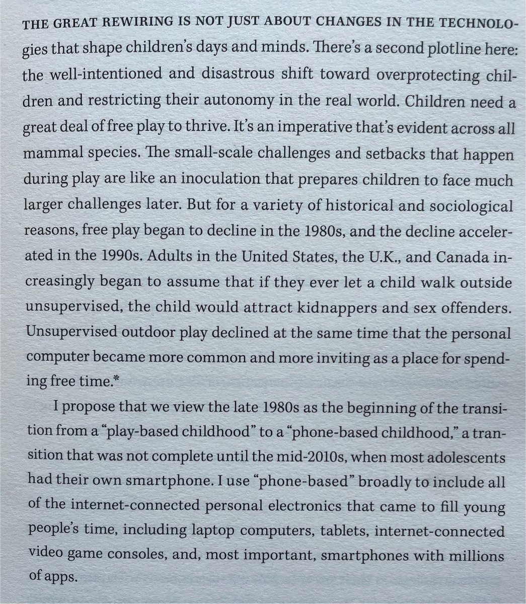 Extract from Jonathan Haidt’s ‘The Anxious Generation’. We MUST wake up to the harm smartphones and isolation is doing to our children and get them back outside. Do OPAL! #OPAL_CIC