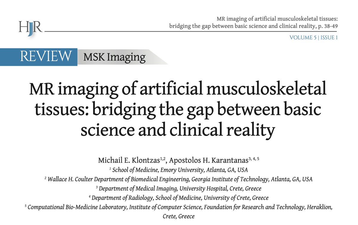 🧐Every time I hear that a patient had a stem cell therapy for MSK problems, our review comes to mind. 🚨Even though published in 2020 it comes up more and more in clinical practice - we need to know how artificial tissues look like on imaging Open access👉hjradiology.org/index.php/HJR/…