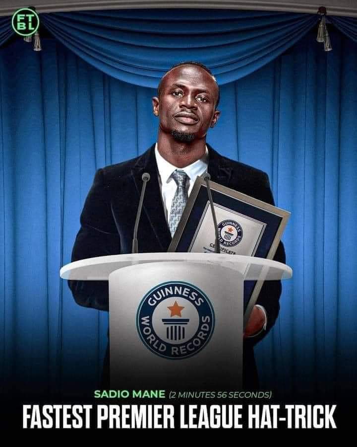 After Guinness World Record finds out no white man can break this record they finally hand over to an African black man .😂 Funny . This should be handed over longest time Mane did it . Africa did it . Fastest hat-trick ( 2m 56s) c