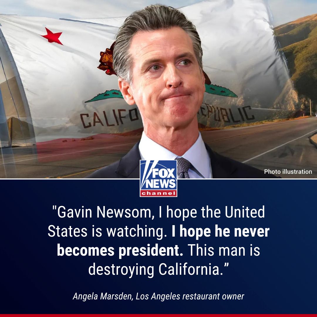 FoxNews's tweet photo. 'WAKE UP!' Los Angeles restaurant owner rages at Newsom and warns business owners can't survive under his rule. https://t.co/WGCjJTbHhk https://t.co/fkY4tuH3ha