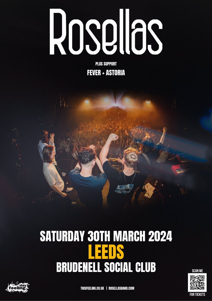 Stage times for tonight’s Leeds headline show at @Nath_Brudenell 🌹 Doors 7:30pm 8:00 - @astorialeeds 8:45 - @feverbanduk 9:45 - Rosellas Curfew 11pm Last tickets 🎫 - skiddle.com/e/37154359