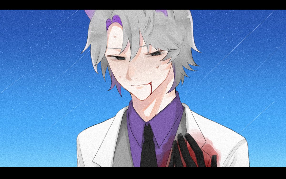memosasa_TL's tweet photo. ジェーニヤが胸に手を当ててからその手のひらを見ると、黒いグローブからでもわかるような、朱肉に手を押し付けたのかとおもうほど真っ赤に染められたそれに、思わず笑ってしまう。 https://t.co/9a0pgAvYfz