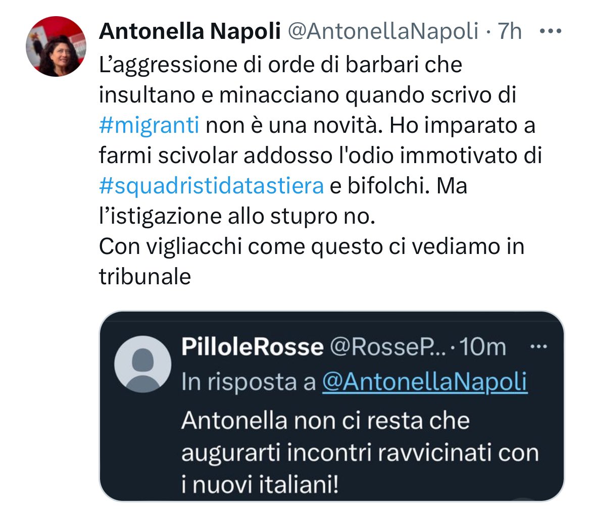 “Istigazione allo stupro”?

Tutti i “nuovi italiani” stuprano @AntonellaNapoli?