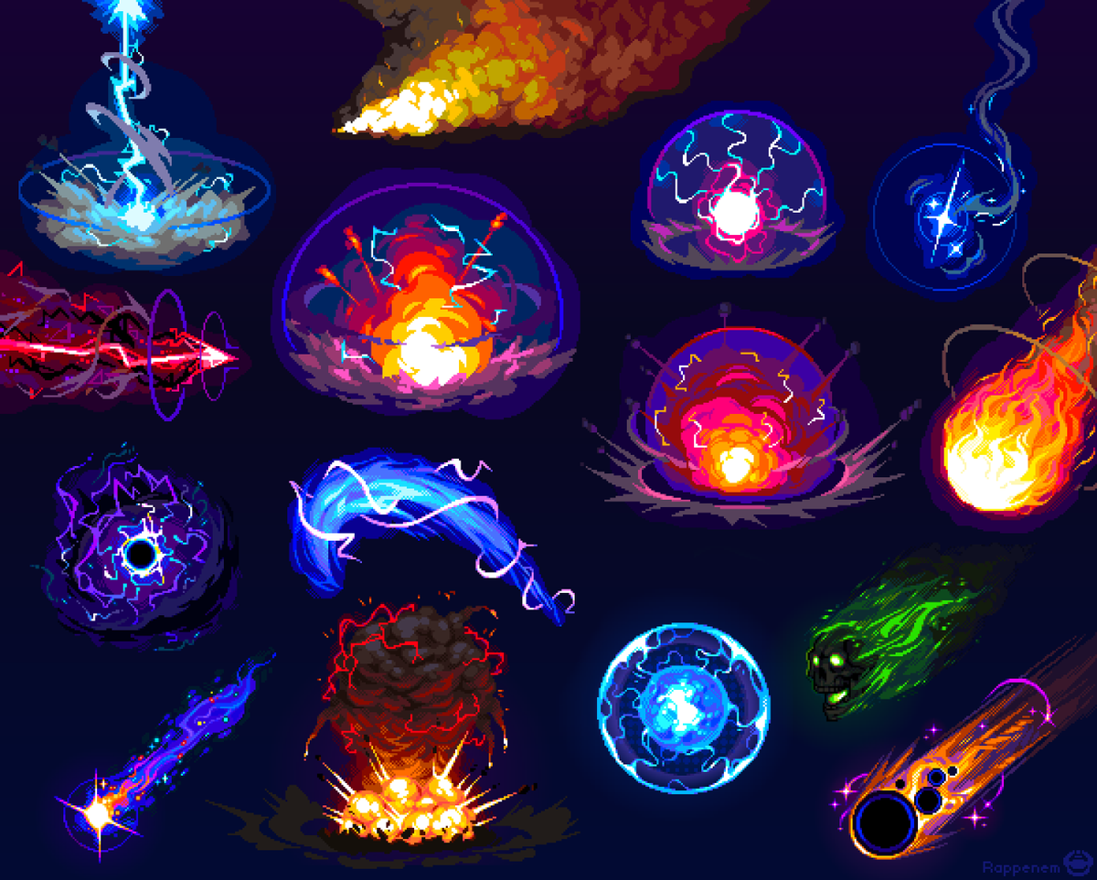 Rappenem's tweet image. Some pixel VFX 💥 ✨

#pixelart #ドット絵