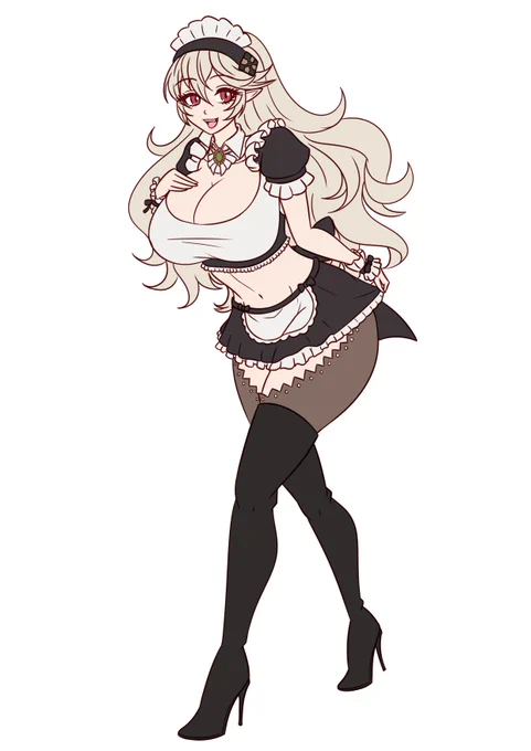 WIP lines and base colors for Maid Corrin 