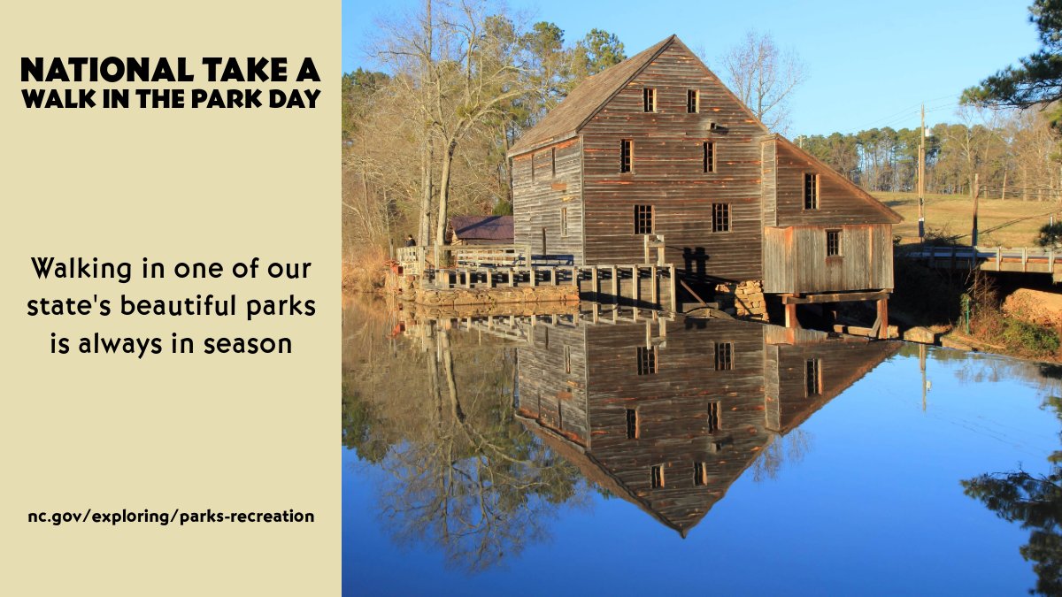 Ready to take a stride in paradise? It's #NationalTakeAWalkInTheParkDay 🏞️ Lace up your sneakers and enjoy the view👟🌳 Don't know where to go? Check out North Carolina's beautiful parks here: nc.gov/exploring/park… 🌷✨ #StayHealthy #GreatOutdoors
