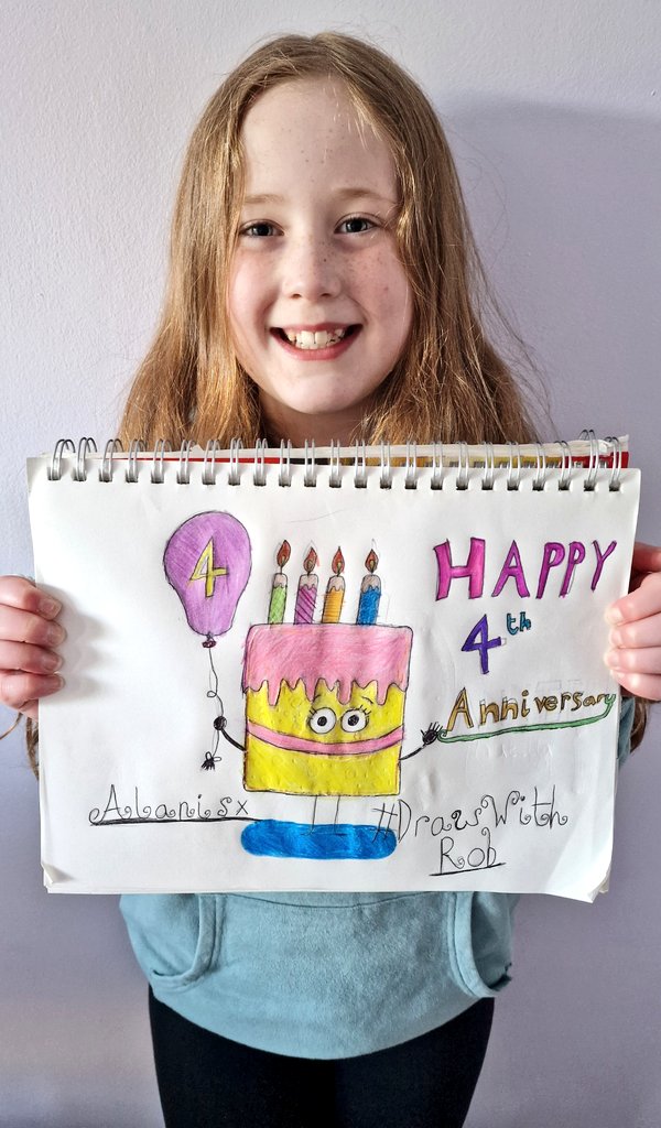 Here is Alanis' 4 year birthday / anniversary #DrawWithRob 🎂4️⃣🥳
(Apologies, @RobBiddulph, for the delay in uploading!)