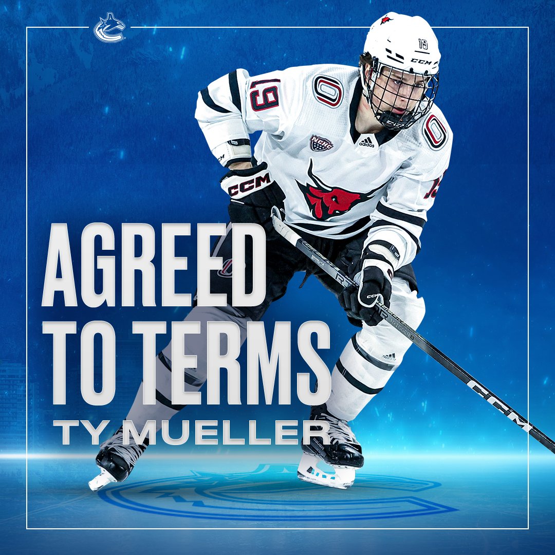 Vancouver Canucks General Manager Patrik Allvin announced today that the club has agreed to terms on a three-year, entry-level contract with forward Ty Mueller.

DETAILS | vancanucks.co/3U1ei5W