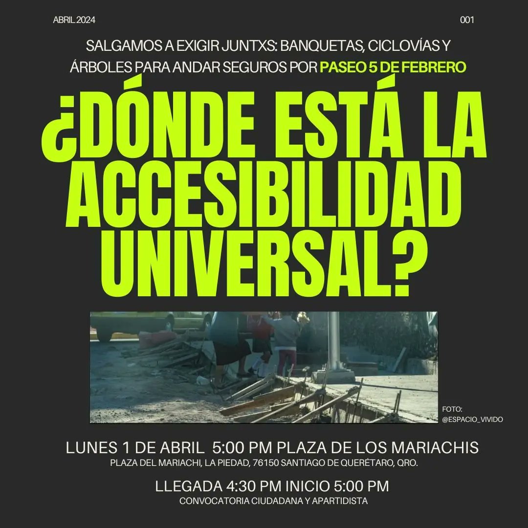 pedaleanda's tweet photo. ¿#Paseo5f está planeado para que personas con discapacidad puedan transitarlo? ¿Para quién ya es #Paseo5F y para quiénes no? Acompáñanos el lunes a descubrirlo 🔎

Nos vemos el Lunes 1 de abril a las 5pm en Plaza del Mariachi, si no alcanzas a llegar a esa hora incorpórate 💛 https://t.co/Df0C6l13KB