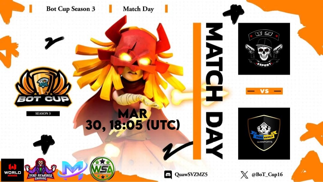 ⭐JOUR DE MATCH⭐

⏰ 19h
⚔ W27E-Sport 🆚️ Honor and Glory
🏆 <a href="/BoT_Cup16/">Birds of Thunder Cup</a> | Match de groupe
📺 Stream <a href="/hephaistoscoc/">Hephaistos</a>