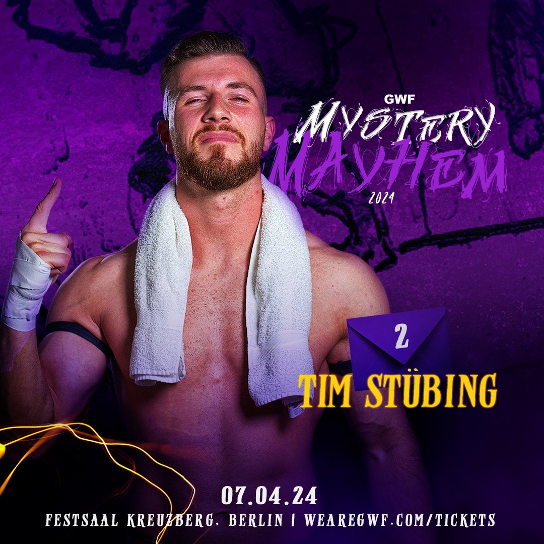 GWF MYSTERY MAYHEM | April 7th, 2024 @FUTUREOFCATCH 'Bad' Tim Stübing will do EVERYTHING to make sure he'll leave next week's show with gold. Wouldn't be the first time the former Tag Team and Berlin Champion wins big at this event. Get your tickets: WeAreGWF.com/tickets