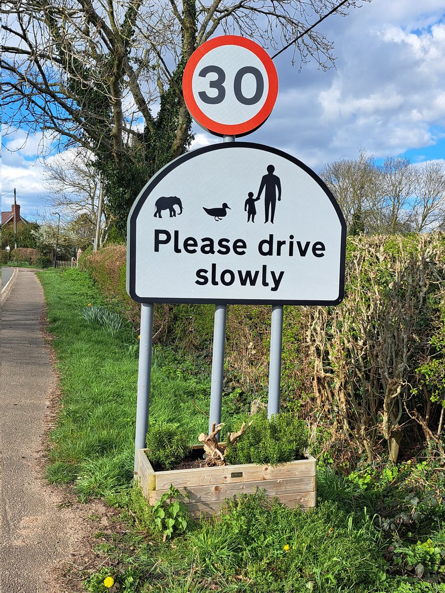 There's a joker near us who keeps adding different animals to the road signs on our lane.