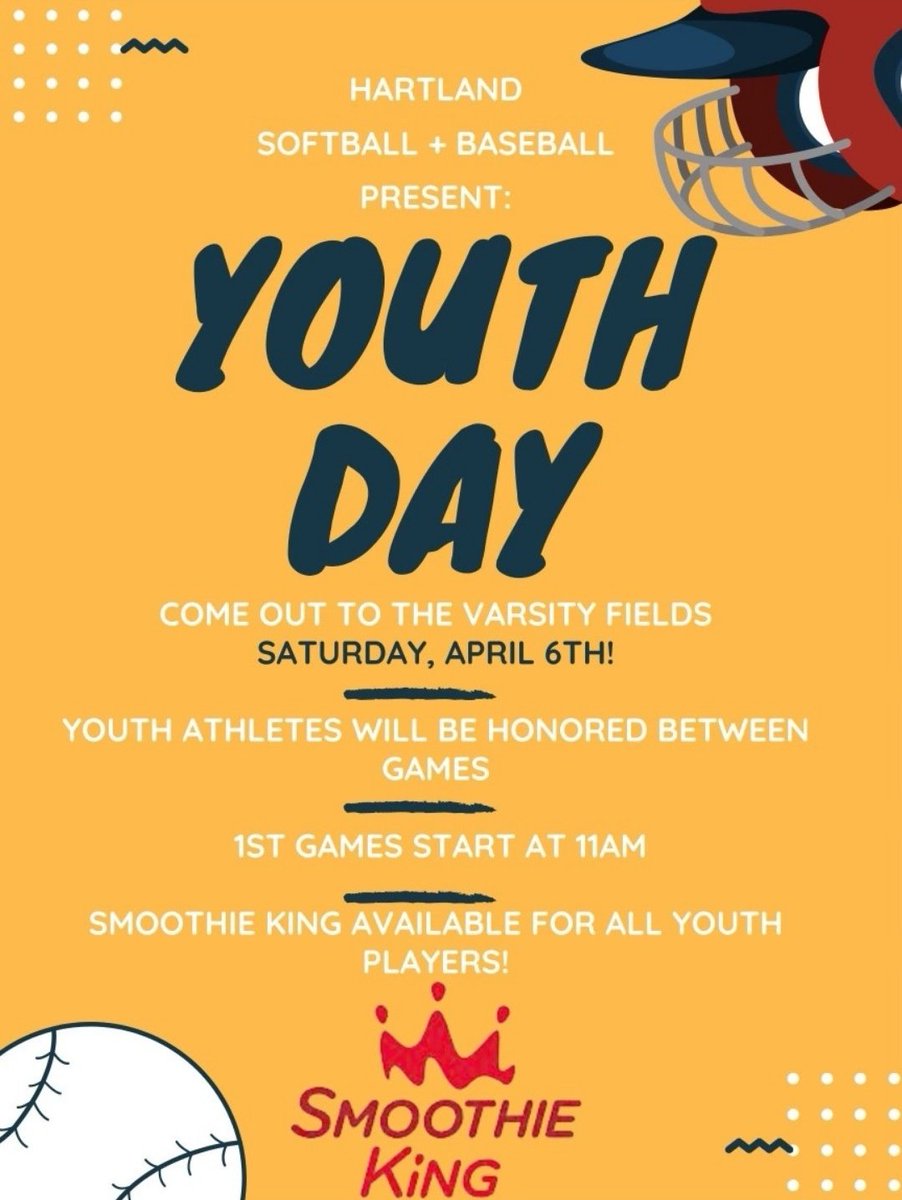 ‼️ALL YOUTH BASEBALL PLAYERS‼️ 

Join us next Saturday as we take on Warren DeLaSalle in a DH at Home. All youth baseball players will be recognized in between games!