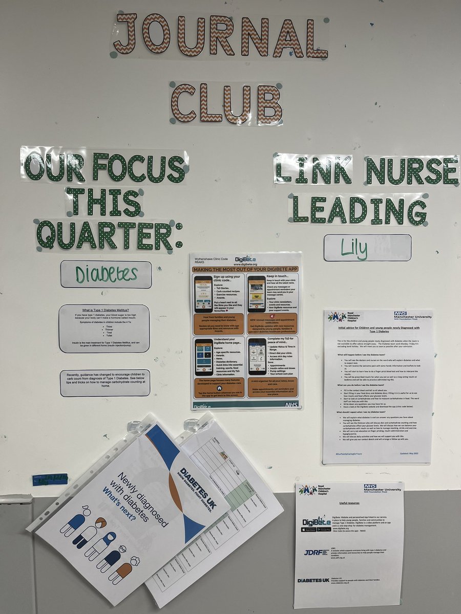 Introducing ‘Journal Club’ in PED. Our current research focus is Diabetes led by our link nurse Lily, Lily has been researching and sharing her findings with the MDT on all things carb counting and new technology, stop by for a read! @mrs_flatley @karenklmmoore @ElliotTaylorNur