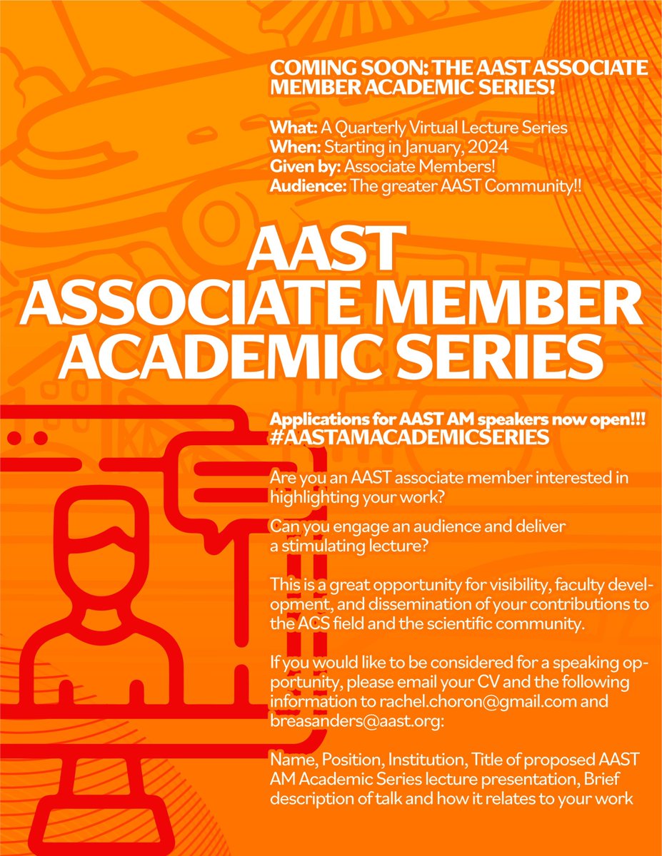 Apply to be a speaker in the new quarterly virtual AAST Associate Member Academic Series to engage the @traumadoctors community for a high impact lecture to disseminate science and highlight your own work!

@traumadoctorsam members can apply now! #AASTamAcademicSeries