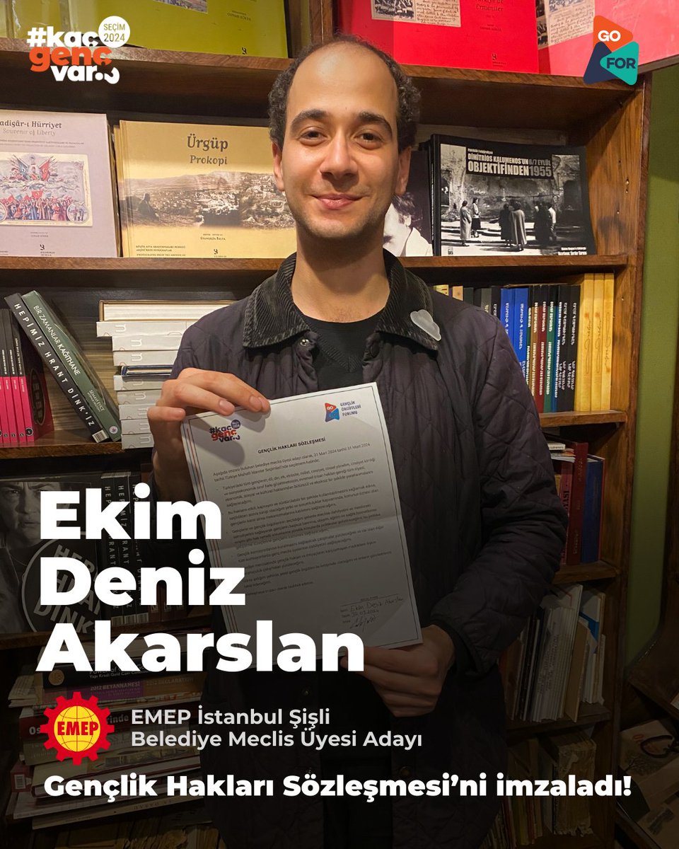 ✍️ EMEP İstanbul Şişli Belediye Meclis Üyesi Adayı Ekim Deniz Akarslan (@AkarslanEkim) Gençlik Hakları Sözleşmesi’ni imzaladı. #KaçGençVar? 🗳️